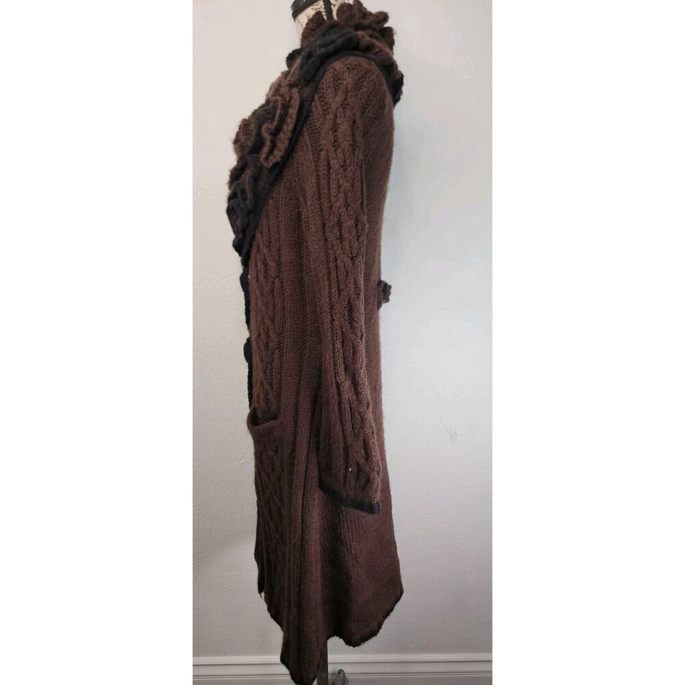 BCBG Max Azria Duster Long Cardigan Sweater Womens XL Wool Mohair Double Ruffle - Picture 6 of 9
